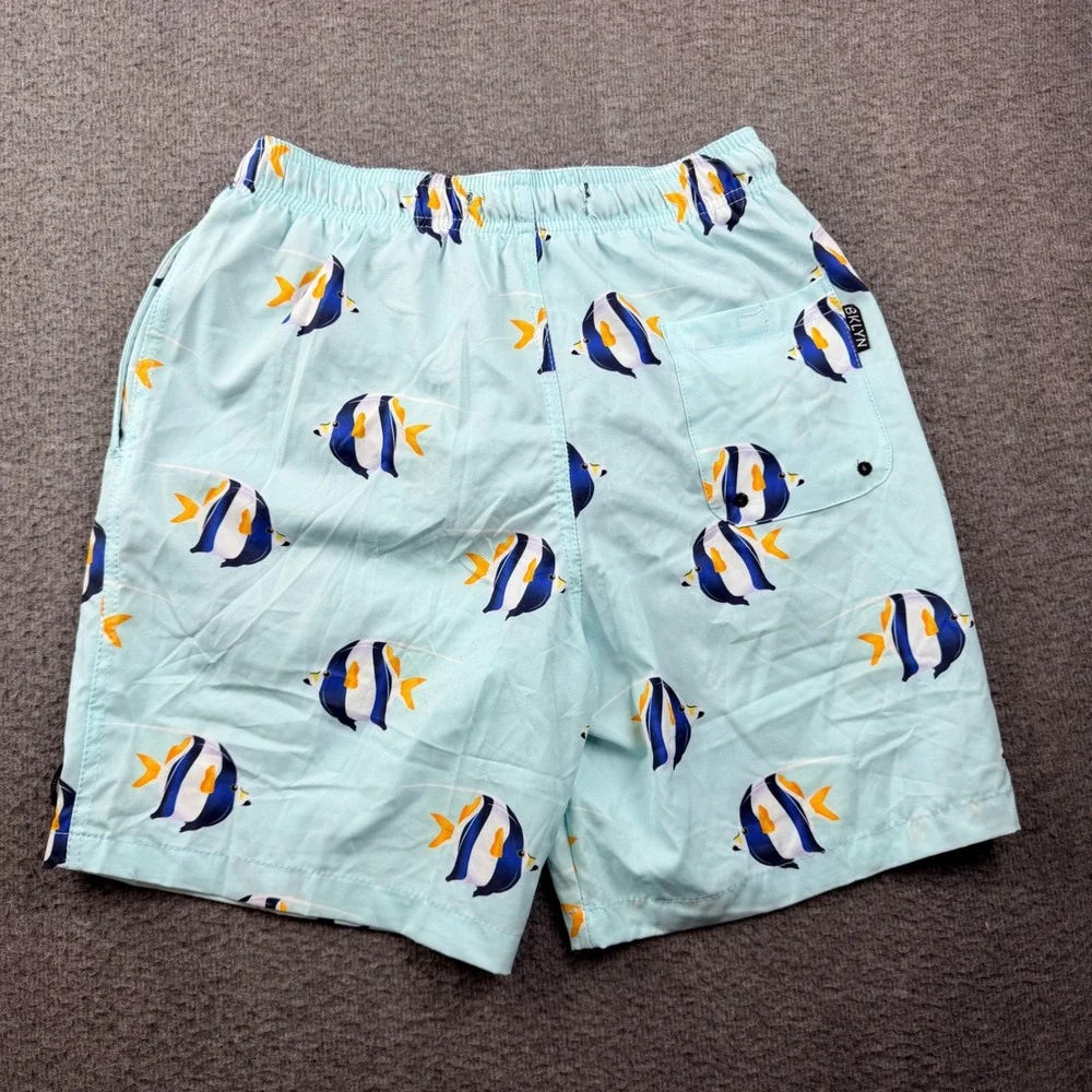 Brooklyn‎ Cloth Kent Ave Volley Swim Trunks Mens Small Light Blue Tropical Fish